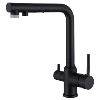 Смеситель для кухни ABBER Emotion AF8814B с подключением фильтра и выдвижной лейкой чёрный матовый